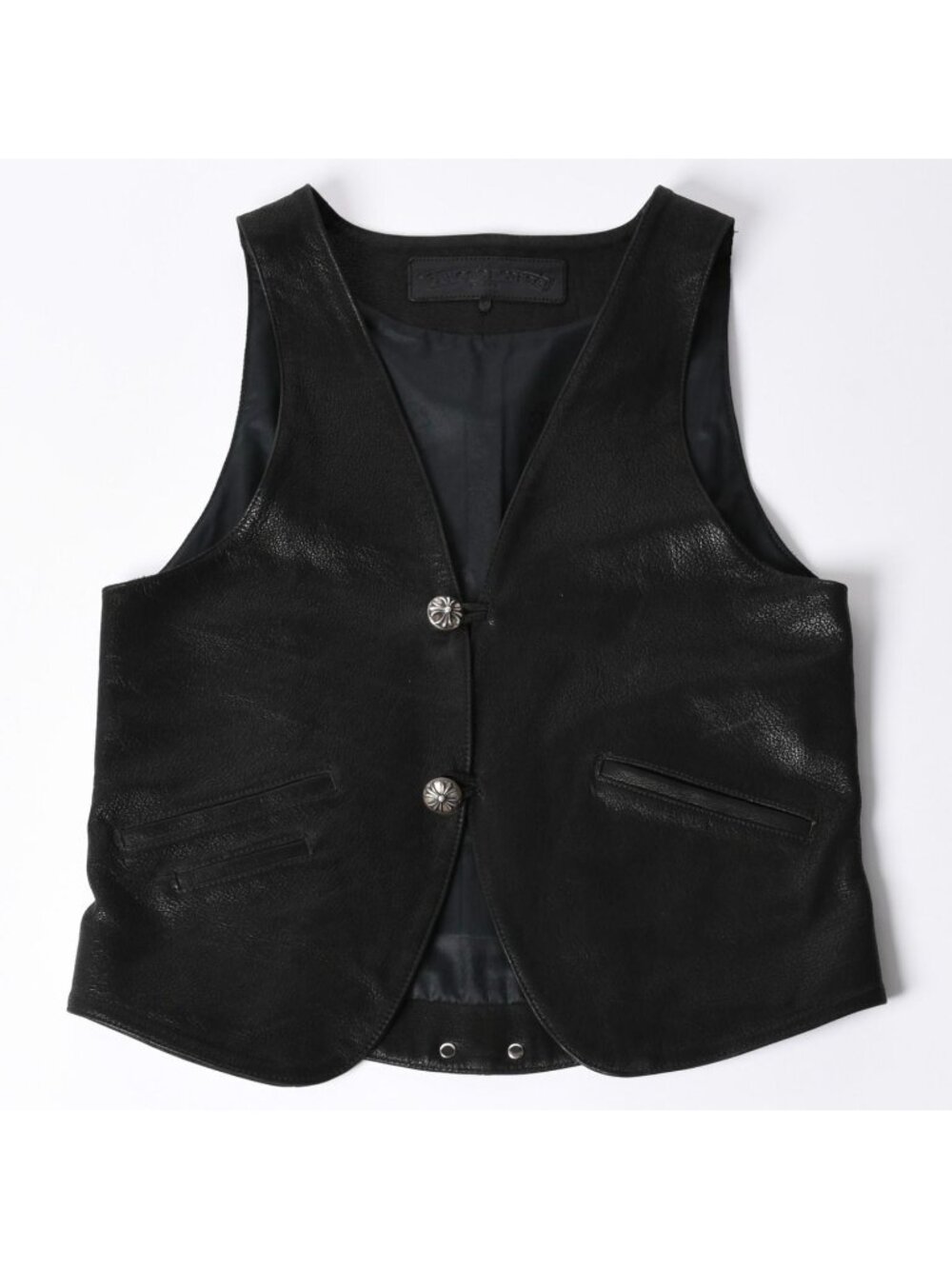 Chrome Hearts Vest Leather Dagger Zip Black Silver
